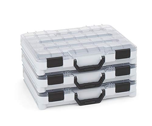 Sortimentskasten transparent mit Klappgriff | Bosch Sortimo T-BOXX 3er Set Grau | Sortierbox Schrauben klein | Ideale Schraubenbox Aufbewahrung von WFix