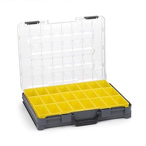 Sortimentskasten transparent mit Klappgriff | Bosch Sortimo T-BOXX Anthrazit inkl. Insetbox B3 | Sortierbox Schrauben klein | Ideale Schraubenbox Aufbewahrung von WFix