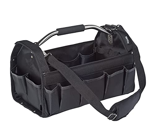 Wfix Professionele Werkzeugtasche leer offen Größe L - 44 x 24 x 32cm | Hochwertige Werkzeugtrage aus D900 Plolyester mit Edelstahl-Tragegriff und enstellbarem Schultergurt von WFix