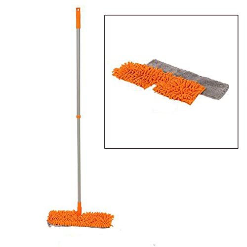 WG (2 Ersatzbezüge) Duo- Bodenmopp mit Chenille und Mikrofaser-Bezug und Teleskopstiel. Wischer Wischmop Bodenwischer Bodenwischmop Doppelwischer von WG