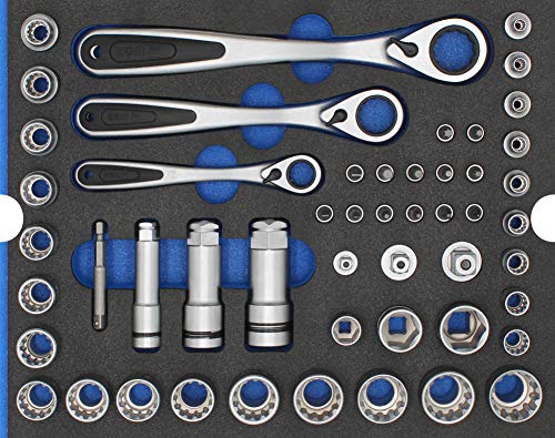 WGB Das Werkzeug Steckschlüsselsatz mit Durchsteck Ratsche und Stecknüssen 47 teilig in Werkzeug Schaumstoffeinlage | 1/4" + 3/8" + 1/2" Set Modul 6510 WGB Das Werkzeug Steckschlüsselsatz mit Durchsteck Ratsche und Stecknüssen 47 teilig in Werkzeug Schaumstoffeinlage | 1/4" + 3/8" + 1/2" Set Modul 6510 von WGB Das Werkzeug