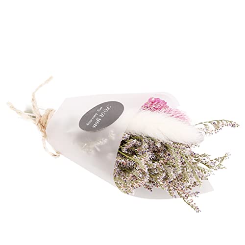 Getrockneter Blumenstrauß Als Geschenk, Dekorative Blume, Getrocknete Naturblumen für Hochzeitsdekorationsliebhaber (rosa weißes Kaninchen) von WGFOIP