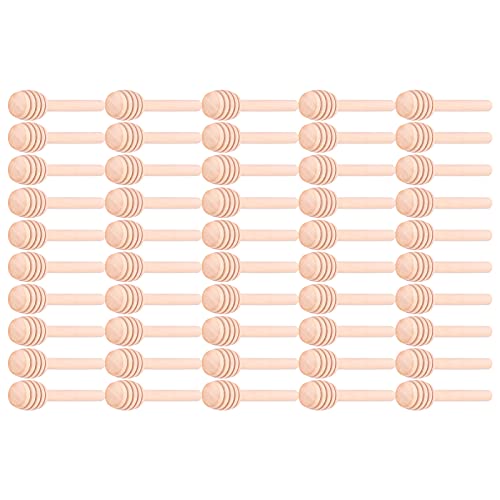 WGFOIP 100pcs Holzhonigdaucher Sticks, Honigrührer für die Hochzeitsfeier des Küchenrestaurants mit Groove Design 8cm von WGFOIP