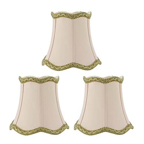 WGFOIP 3pcs Stofflampenschattenlampenabdeckung Hellschatten mit Goldenem Kanten mit Hoher Lichtübertragung für E14 -Lampenkerzenkerze Kronleuchter KTV Club Hall Beige von WGFOIP