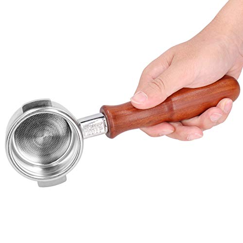 WGFOIP Bottomless Portafilter 304 Edelstahl -Kaffee -Accessoire - -Werkzeug Barista Essentiell mit Holzgriff für 58 Mm von WGFOIP