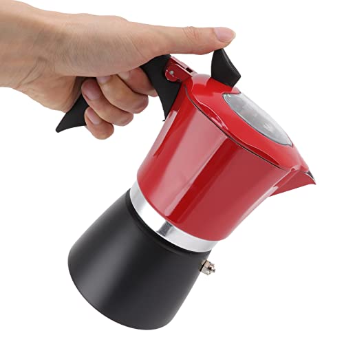 WGFOIP Herd Moka -Topf mit Transparentem Deckel, Espressomaker -Kaffeemaschine, Italienische Aluminiumkaffeekanne für Reisebereich Camping (Rot Schwarz) von WGFOIP