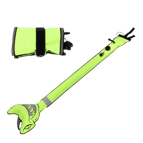 WGFOIP Oberflächenmarker Boje Diving Safety Tube Aufblasbare Signal Boje Hohe Sichtbarkeit Nylonmaterial mit Schneller Oraler Inflation Zum Tauchen Schnorcheln Speerfischen (Fluoresziergelb) von WGFOIP