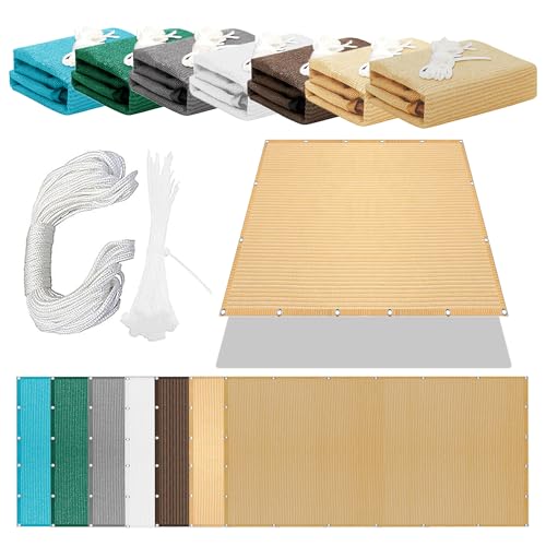 Atmungsaktiv Sonnensegel 260 x 580 cm Rechteckig Atmungsaktiv 98% UV Schutz Balkonbespannung Reißfest Vielen Größen mit Spannseilen für Patio Balkon Terrasse Camping, Creme Farben Atmungsaktiv Sonnensegel 260 x 580 cm Rechteckig Atmungsaktiv 98% UV Schutz Balkonbespannung Reißfest Vielen Größen mit Spannseilen für Patio Balkon Terrasse Camping, Creme Farben von WGLF SUN
