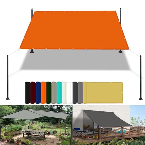 Markisenstoffe Meterware 1 x 3 m Wasserdicht Sichtschutz Balkon Reißfest UV-Schutz nach Mass Polyestergewebe Mit Seil Beschattungsnetz Hof Dach Teich Hühnerstall, Orange von WGLF SUN