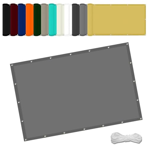 Markisenstoffe Meterware 2.5 x 3.8 m Wasserdicht Sonnensegel Balkon Reißfest UV-Schutz nach Mass Polyestergewebe Mit Seil Sonnenschutz Markise für Pool und glasdach, Hellgrau von WGLF SUN
