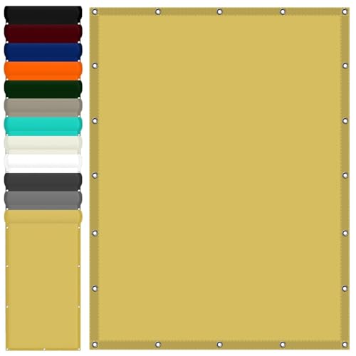 Schattiernetz mit Ösen 2.4 x 2.5 m Wasserdicht Sonnensegel Balkon Reißfest UV-Schutz nach Mass Polyestergewebe Mit Seil Schattenspender für Gewächshaus/Hinterhof, Creme Farben von WGLF SUN
