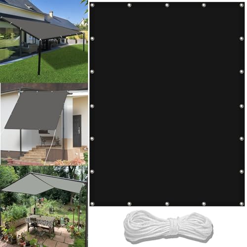 Schattierungsnetz 2.6 x 4.5 m Wasserdicht Sonnensegel Balkon Reißfest UV-Schutz nach Mass Polyestergewebe Mit Seil Sonnensegel Sonnenschutz für Garten Terrasse, Schwarz von WGLF SUN