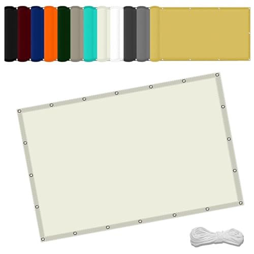 Schattierungsnetz mit Ösen 0.8 x 3.8 m Wasserdicht Sonnenschirm Balkon Reißfest UV-Schutz nach Mass Polyestergewebe Mit Seil Beschattungsnetz für Balkon Terrasse Garten, Elfenbein Schattierungsnetz mit Ösen 0.8 x 3.8 m Wasserdicht Sonnenschirm Balkon Reißfest UV-Schutz nach Mass Polyestergewebe Mit Seil Beschattungsnetz für Balkon Terrasse Garten, Elfenbein von WGLF SUN