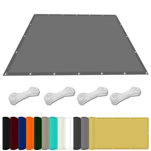 Segeltuch Mit Ösen 1.5 x 4 m Wasserdicht Sichtschutz Balkon Reißfest UV-Schutz nach Mass Polyestergewebe Mit Seil Beschattungsnetz für Balkon Terrasse Garten, Hellgrau von WGLF SUN