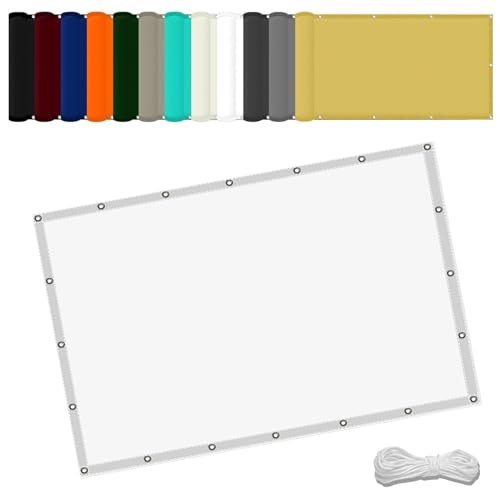 Segeltuch Wasserdicht 1.5 x 4 m Wasserdicht Sichtschutz Balkon Reißfest UV-Schutz nach Mass Polyestergewebe Mit Seil Sonnenschutz Markise für Pool und glasdach, Weiß von WGLF SUN