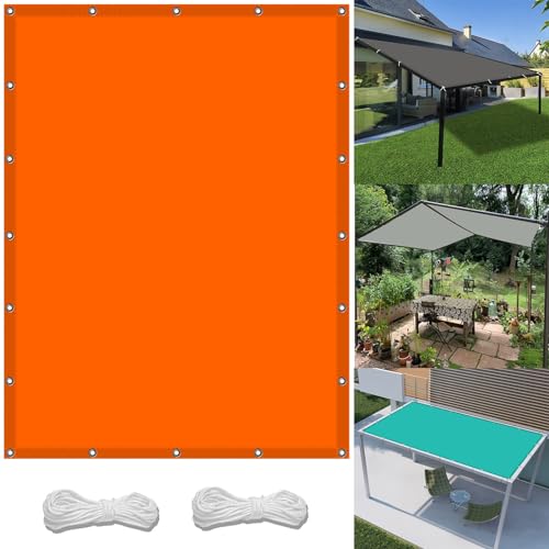 Segeltuch Wasserdicht 2.9 x 5 m Wasserdicht Sonnenschutz Strand Reißfest UV-Schutz nach Mass Polyestergewebe Mit Seil Sonnensegel Sonnenschutz für Garten Terrasse, Orange von WGLF SUN