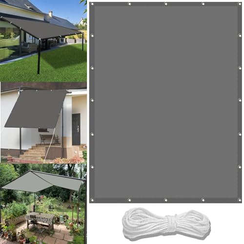 Sonnenschutz Segel 0.7 x 3.2 m Wasserdicht Sonnenschutz Balkon Reißfest UV-Schutz nach Mass Polyestergewebe Mit Seil Sonnenschutz Markise für Pool und glasdach, Hellgrau von WGLF SUN
