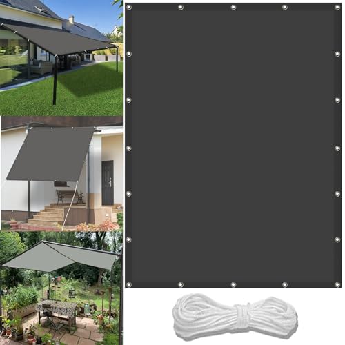 Sonnenschutz Segel 1 x 3.2 m Wasserdicht Sonnenschutz Strand Reißfest UV-Schutz nach Mass Polyestergewebe Mit Seil Beschattungsnetz Hof Dach Teich Hühnerstall, Dunkelgrau von WGLF SUN