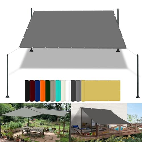Sonnenschutz Segel 1.8 x 3.2 m Wasserdicht Sonnensegel Balkon Reißfest UV-Schutz nach Mass Polyestergewebe Mit Seil Beschattungsnetz Hof Dach Teich Hühnerstall, Hellgrau von WGLF SUN