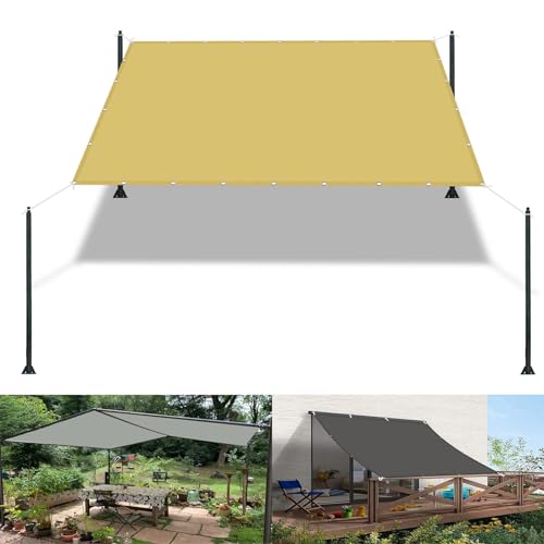 Sonnenschutz Segel 2.8 x 2.8 m Wasserdicht Sonnenschirm Balkon Reißfest UV-Schutz nach Mass Polyestergewebe Mit Seil Schattenspender für Gewächshaus/Hinterhof, Creme Farben von WGLF SUN