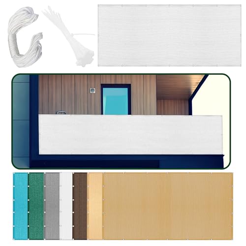 Sonnenschutz Sonnensegel 483 x 500 cm Rechteckig Atmungsaktiv Sonnenschutz Windschutz Beschattungsnetz mit Ösen Seil HDPE UV Schutz Ohne Bohren für Terrasse Garten, Weiß Sonnenschutz Sonnensegel 483 x 500 cm Rechteckig Atmungsaktiv Sonnenschutz Windschutz Beschattungsnetz mit Ösen Seil HDPE UV Schutz Ohne Bohren für Terrasse Garten, Weiß von WGLF SUN