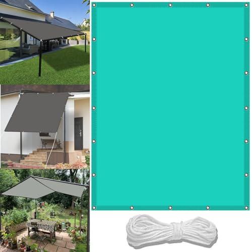Sonnensegel Quadratisch 1.9 x 3.6 m Wasserdicht Sonnenschirm Balkon Reißfest UV-Schutz nach Mass Polyestergewebe Mit Seil Sonnensegel Sonnenschutz für Camping Schwimmbad, Himmelblau von WGLF SUN