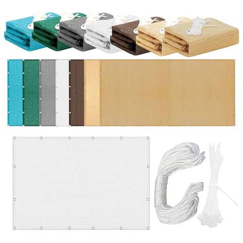 Sonnensegel Rechteckig 520 x 580 cm Rechteckig Atmungsaktiv 98% UV Schutz Sonnenplane Rechteckige Markise mit Ösen Und Befestigungsseile für Garten Terrasse, Weiß Sonnensegel Rechteckig 520 x 580 cm Rechteckig Atmungsaktiv 98% UV Schutz Sonnenplane Rechteckige Markise mit Ösen Und Befestigungsseile für Garten Terrasse, Weiß von WGLF SUN