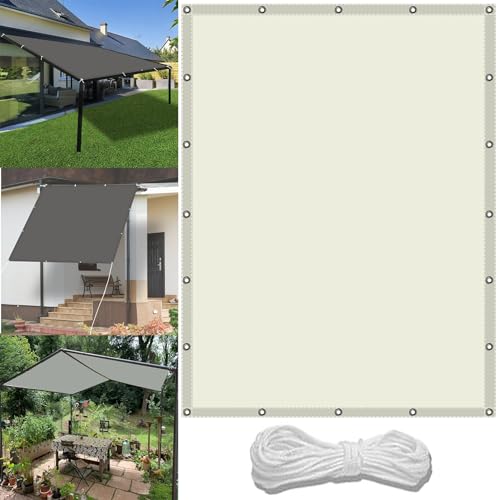 Sonnensegel Rechtwinklig 1.5 x 2.2 m Wasserdicht Sonnenschutz Strand Reißfest UV-Schutz nach Mass Polyestergewebe Mit Seil Beschattungsnetz Hof Dach Teich Hühnerstall, Elfenbein von WGLF SUN