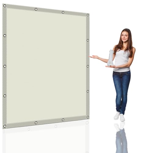 Sonnensegel mit öse 2.3 x 2.7 m Wasserdicht Sonnenschirm Balkon Reißfest UV-Schutz nach Mass Polyestergewebe Mit Seil Sonnensegel Sonnenschutz für Garten Terrasse, Elfenbein von WGLF SUN