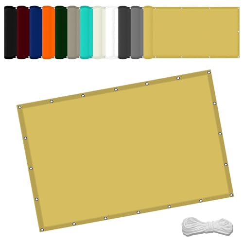 Sonnensegel tarp 1.5 x 2.2 m Wasserdicht Sichtschutz Balkon Reißfest UV-Schutz nach Mass Polyestergewebe Mit Seil Schattenspender für Gewächshaus/Hinterhof, Creme Farben von WGLF SUN