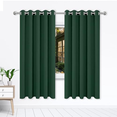 WGLF SUN Gardinen Blickdichte 141 x 206 cm Einfarbige/Winter Extra Warm/Modern Verdunkelung Fenstervorhang Gardinen mit Ösen, Waschbar für Jedes Fenster, Dunkelgrün von WGLF SUN