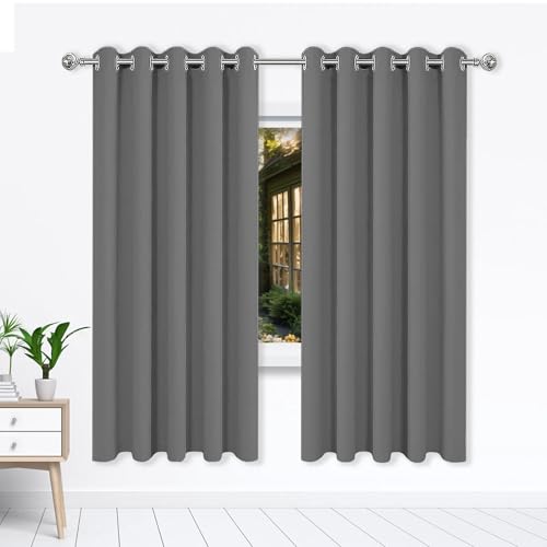 WGLF SUN Gardinen Blickdichte 149 x 201 cm Einfarbige/Winter Extra Warm/Modern Verdunkelung Fenstervorhang Gardinen mit Ösen, Waschbar für Jedes Fenster, Dunkelgrau von WGLF SUN
