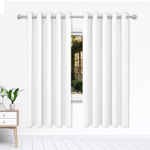 WGLF SUN Gardinen Blickdichte 153 x 210 cm Einfarbige/Winter Extra Warm/Modern Verdunkelung Fenstervorhang Gardinen mit Ösen, Waschbar für Jedes Fenster, Weiß von WGLF SUN