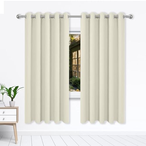 WGLF SUN Gardinen Blickdichte 157 x 191 cm Einfarbige/Winter Extra Warm/Modern Verdunkelung Fenstervorhang Gardinen mit Ösen, Waschbar für Jedes Fenster, Beige von WGLF SUN
