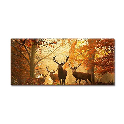 WGOO Carpet Teppichläufer Küchenteppich Wohnzimmer Eingangsbereich Flur Küche gekettelt strapazierfähig pflegeleicht,Schöner Herbst Wald Elch Print 7MM Dicke Bad Teppich,60X180CM von WGOO Carpet