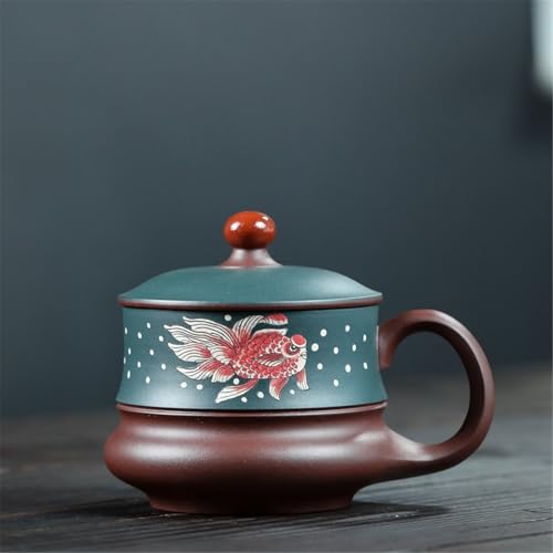 WGQDQDBY Bemalte Purpurtontasse mit Deckel Büro Teebrühtasse Zuhause Teeset-Green1-shape WGQDQDBY Bemalte Purpurtontasse mit Deckel Büro Teebrühtasse Zuhause Teeset-Green1-shape von WGQDQDBY