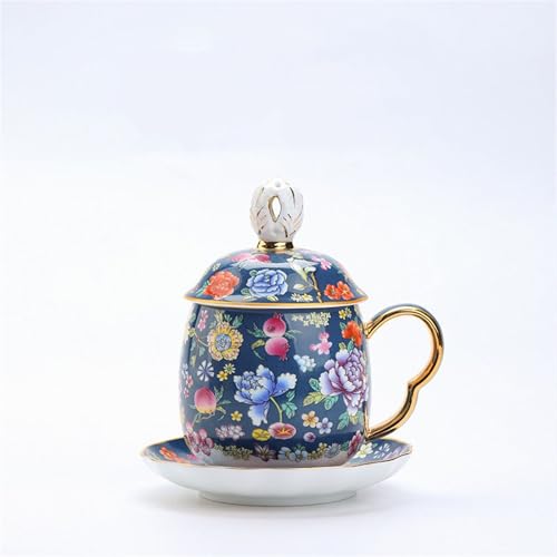 WGQDQDBY Blumige Keramik-Teetasse mit Deckel Emaille Bürobecher Tee-Ei Tasse-Blue08-400ml WGQDQDBY Blumige Keramik-Teetasse mit Deckel Emaille Bürobecher Tee-Ei Tasse-Blue08-400ml von WGQDQDBY