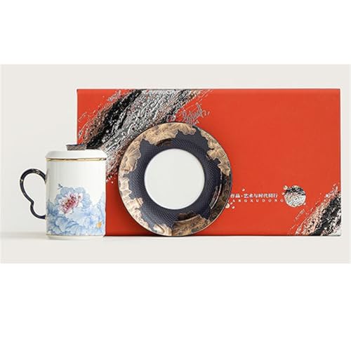 WGQDQDBY Büro-Keramikbecher mit Teesieb Chinesischer Stil Deckeltasse Geschenkbox-Set-White-350ML WGQDQDBY Büro-Keramikbecher mit Teesieb Chinesischer Stil Deckeltasse Geschenkbox-Set-White-350ML von WGQDQDBY