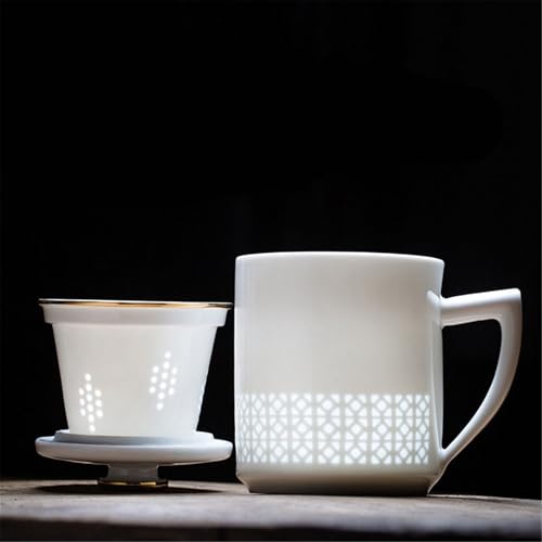 WGQDQDBY Bürobecher mit Deckel und Sieb Heimkeramik Großvolumige Teetasse-Color1-440ml von WGQDQDBY