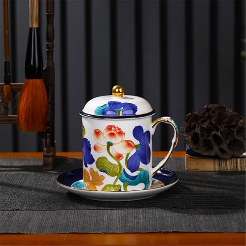 WGQDQDBY Keramiktasse mit Untertasse Meistertasse Emaille Bürotasse Hochzeitsgeschenkset-Blue081-350ML WGQDQDBY Keramiktasse mit Untertasse Meistertasse Emaille Bürotasse Hochzeitsgeschenkset-Blue081-350ML von WGQDQDBY