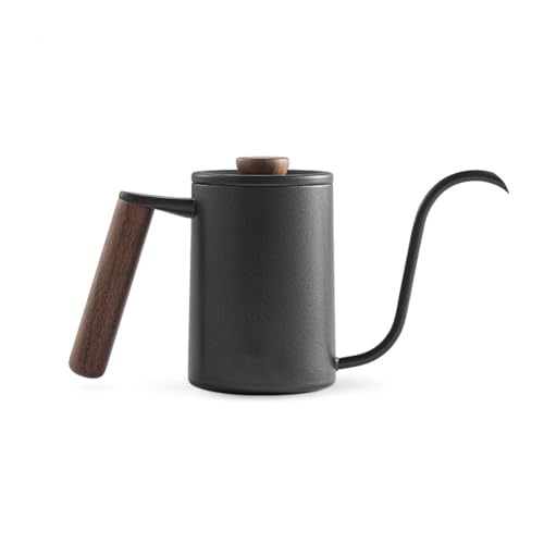 WGQDQDBY Massivholz-Griff Edelstahl Pour-Over Kaffeekanne-Black2 von WGQDQDBY