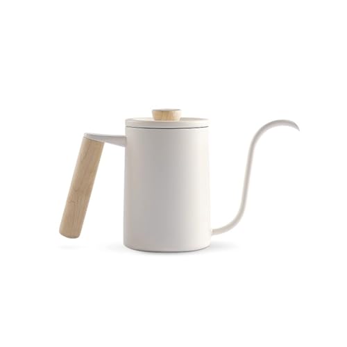 WGQDQDBY Massivholz-Griff Edelstahl Pour-Over Kaffeekanne-White1 von WGQDQDBY