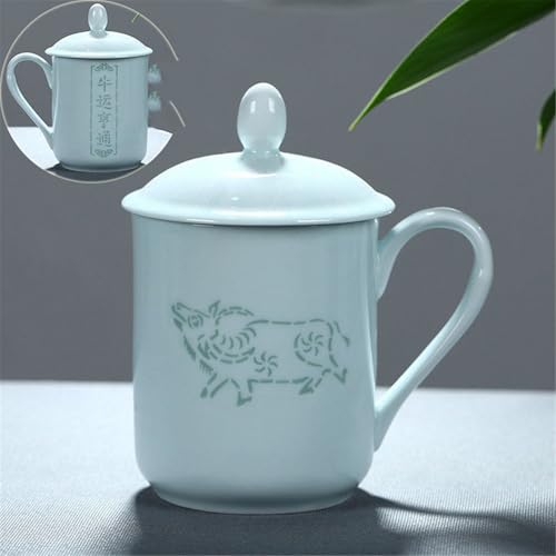 WGQDQDBY Porzellan-Teetasse Keramiktasse mit Deckel für Tee-Color1-shape2 von WGQDQDBY