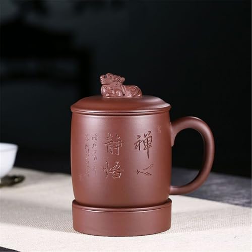 WGQDQDBY Purpurtontasse Fachfiltertasse Deckel Wasser Teebecher-Brown-425ml WGQDQDBY Purpurtontasse Fachfiltertasse Deckel Wasser Teebecher-Brown-425ml von WGQDQDBY