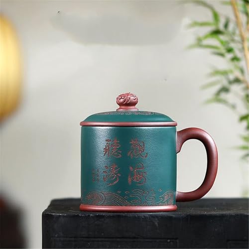 WGQDQDBY Purpurtontasse Großvolumig Handgefertigt Chinesisch Retro Teebecher Brühtasse-Green1-shape von WGQDQDBY