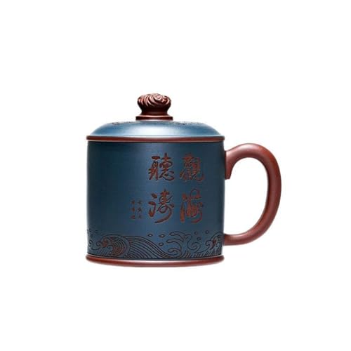 WGQDQDBY Purpurtontasse Großvolumig Zuhause Teebrühibecher Büro Deckeltasse-Blue08-550ml von WGQDQDBY