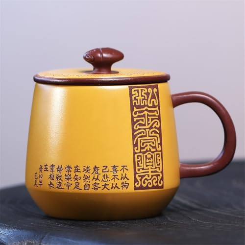 WGQDQDBY Purpurtontasse Handgefertigt Büro Deckel-Teetasse Retro-Stil-Yellow-400ml von WGQDQDBY