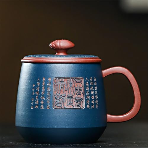 WGQDQDBY Purpurtontasse Handgefertigte Teebrühibecher für Heimgebrauch mit Deckel und Henkel Bürotasse-Blue081-400ml WGQDQDBY Purpurtontasse Handgefertigte Teebrühibecher für Heimgebrauch mit Deckel und Henkel Bürotasse-Blue081-400ml von WGQDQDBY