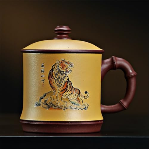 WGQDQDBY Purpurtontasse Handgefertigte Teebrühtasse für Heimgebrauch mit Deckel Büro Großvolumig-Color1-520ml von WGQDQDBY