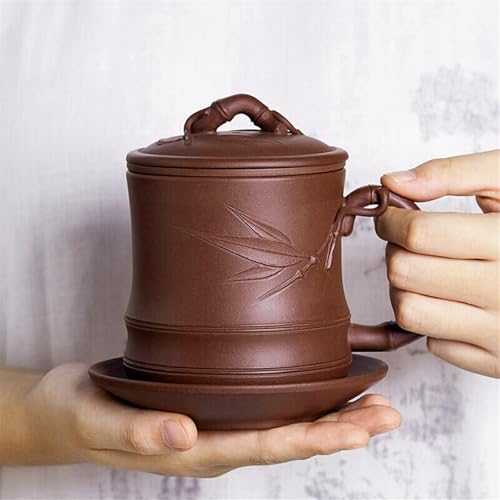 WGQDQDBY Purpurtontasse Teetasse Kung Fu Teeset Handgefertigt Wassertrennung Bürotasse-Brown-420ml von WGQDQDBY
